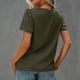 thumbnail image 4 of Camisa para Mujer Señoras Verano Color Puro Cuello Redondo Camisa De Manga Abullonada Suelta Informal Top Básico De Manga Corta, 4 of 6