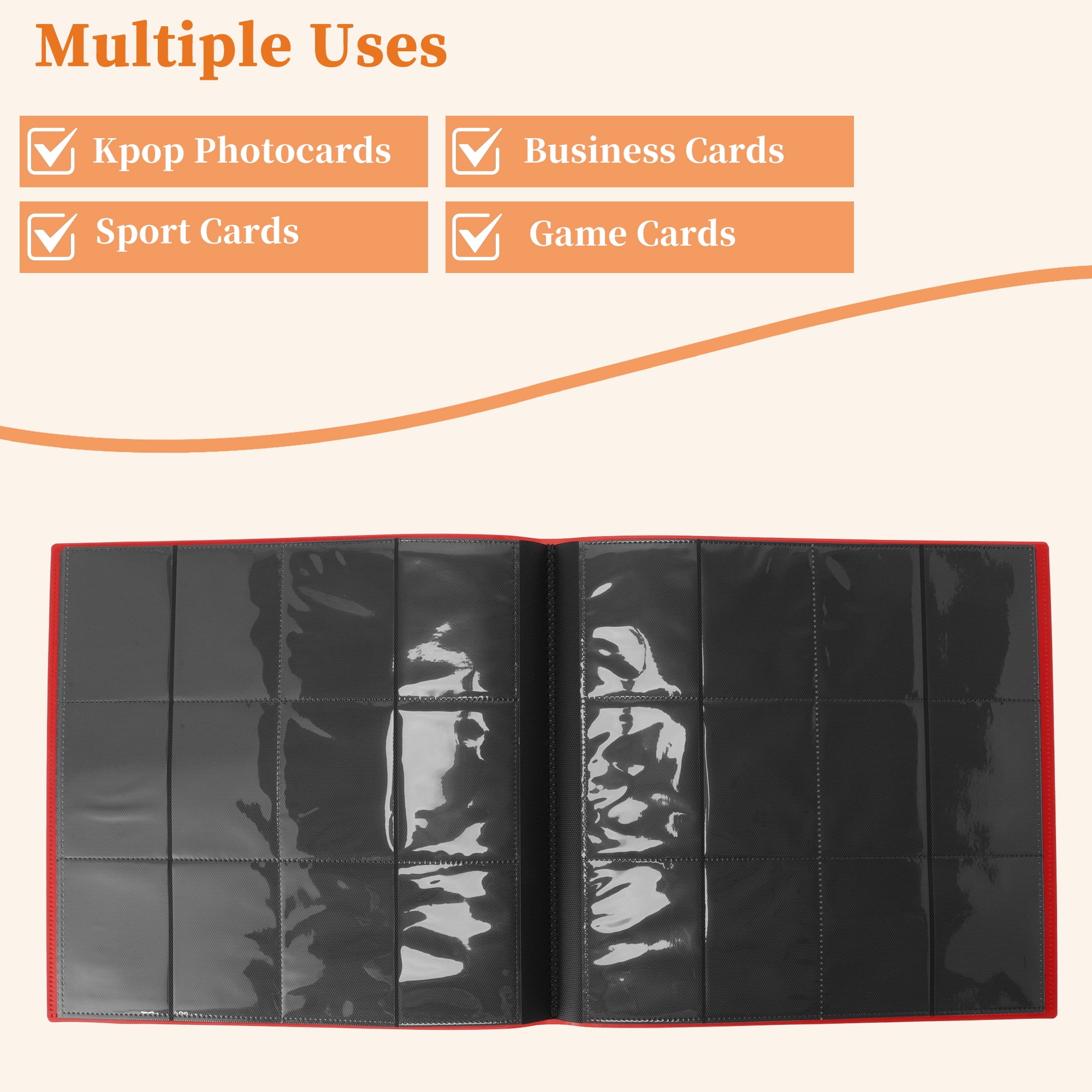 Unique Bargains Card Binder with 12 Pockets and 20 Pages for 480 Card Capacity ["Red"]