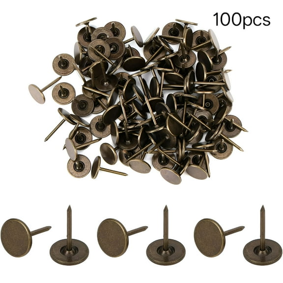 LAMIRO 100Pcs Heavy Duty Thumb Tacks Flat Push Pins for Bulletin Board Upholstery Tacks Decorative Nails Thumbtacks for Wall Hanging Photos Home Furniture Sofa Crafts Office DIY Decor (Bronze)