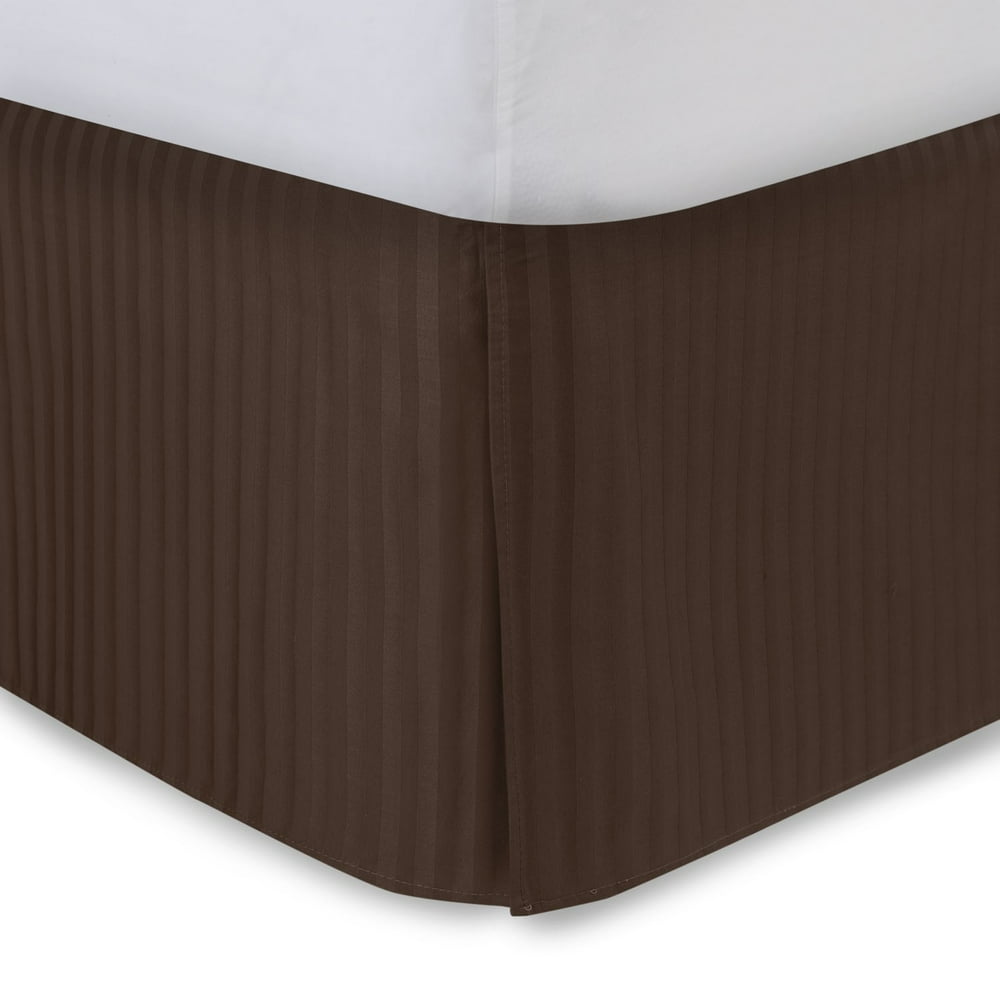 Brown Bed Skirt Twin XL Bed Skirt 18 Inch Drop, Tailored/Pleated