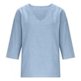 thumbnail image 4 of Trendfront Womens T Shirts 3/4 Sleeve V Neck Plain Solid Color Tee Slouchy Summer Relaxed Fit Basic Lounge Soft Comfy Fashion Outerwear Tops, 4 of 5