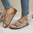 thumbnail image 3 of Women's Faux Suede Double Buckle Sandals, Cork Footbed, 3 of 6