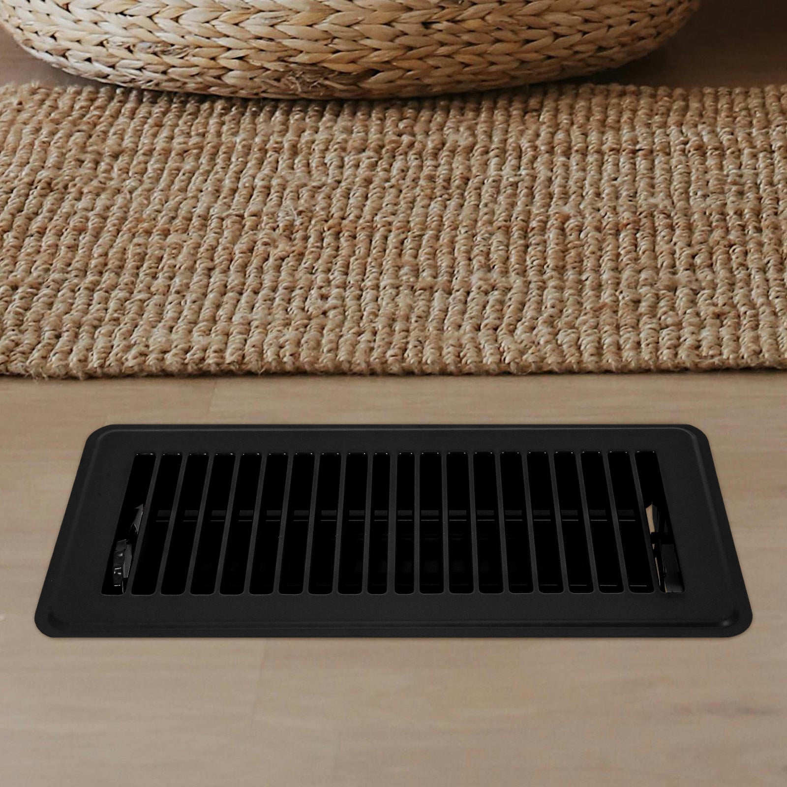 Raindrops 2Pcs Floor Vent Covers 4 X 10 Black Metal Vent Grille for Improved Indoor Air Circulation
