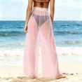 thumbnail image 4 of Women Solid Sheer Mesh Pants Chiffon See Through Bikini Bottom Swimsuit Wide-Leg Elastic Waist Cover up Beach Pants Fashion Bathing Wear Tummy Control Swimwear Summer Outfits 2026, 4 of 7