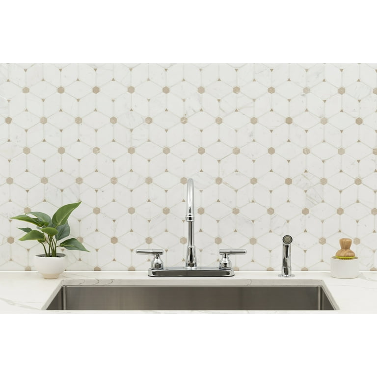 MSI Cecily 10.83 in. x 12.6 in. x 10mm Polished Marble Mesh-Mounted Mosaic Tile (9.5 sq. ft./case) MSI Cecily 10.83 in. x 12.6 in. x 10mm Polished Marble Mesh-Mounted Mosaic Tile (9.5 sq. ft./case)