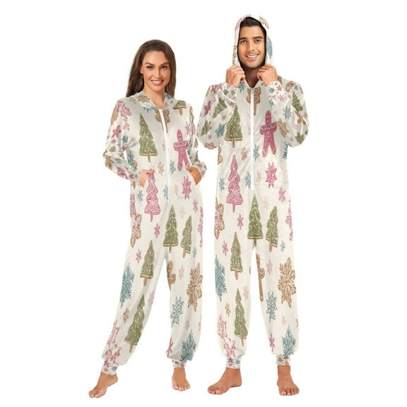 1-Pack Onesie Jumpsuits For Men&Women Winter One Piece Zipper Pajamas Playsuit Christmas Motifs
