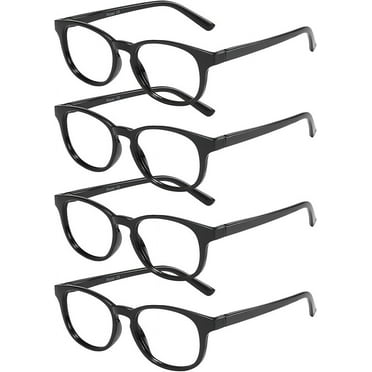 Przene 1.75 Reading Glasses for Women Men Oval Blue Light Blocking Readers with Spring Hinge BLACK 4 PACK