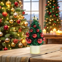 Tabletop Christmas Trees, Sweet Christmas Tree Bright P-ink Colored Christmas Five Pointed Star Christmas Tree Festive Decoration Essentiales For Festivals Mini Christmas Trees