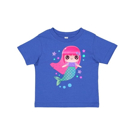 

Inktastic Cute Anime Style Mermaid with Pink Hair Bubble and Stars Gift Toddler Boy or Toddler Girl T-Shirt