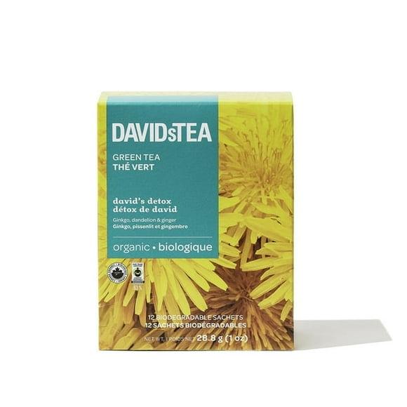 DAVIDsTEA - Green Tea - Pack of 12 Individually Wrapped Sachets - David's Detox