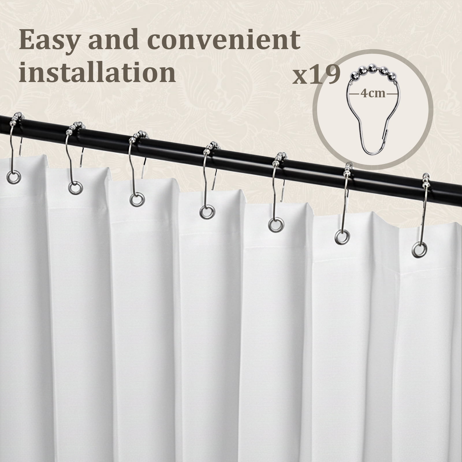 DONGPAI Extra Large Room Divider Curtain, Indoor/Outdoor Multifunctional Vertical Drapes with Hooks Waterproof Shower Curtain for Living Room Bedroom Bathroom, 100"x 84", White, 1 Panel
