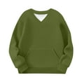 thumbnail image 6 of Posijego Boys Girls V Neck Sweatshirts Kids Causal Long Sleeve Solid Color Pullover Sweatshirt Tops, 6 of 8