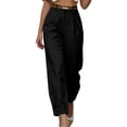 thumbnail image 7 of Guluxicc Womens Casual Tapered Pants Belted High Waisted Trousers with Button Cuffs and Pockets Solid Color Pants for Work, 7 of 7