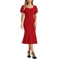 thumbnail image 1 of INSPIRE CHIC Vestidos Elegantes de Negocios para Mujeres con Escote Corazón, Manga Corta Abullonada, Vestido Midi Sirena L Rojo, 1 of 6