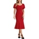thumbnail image 1 of INSPIRE CHIC Vestidos Elegantes de Negocios para Mujeres con Escote Corazón, Manga Corta Abullonada, Vestido Midi Sirena L Rojo, 1 of 6