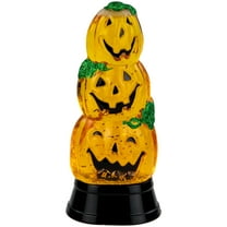 LED Lighted Stacked Jack O' Lanterns Halloween Snow Globe - 6.5"