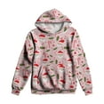 thumbnail image 4 of Fiaer Christmas Hoodie for Women Trendy Oversized Cute Santa Graphic Hooded Sweatshirts Long Sleeve Baggy V Neck Long Sleeve Tops with Pockets 3-Pink M, 4 of 4