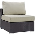 thumbnail image 1 of Modway Convene Aluminum and Rattan Patio Armless Chair in Espresso/Beige, 1 of 4