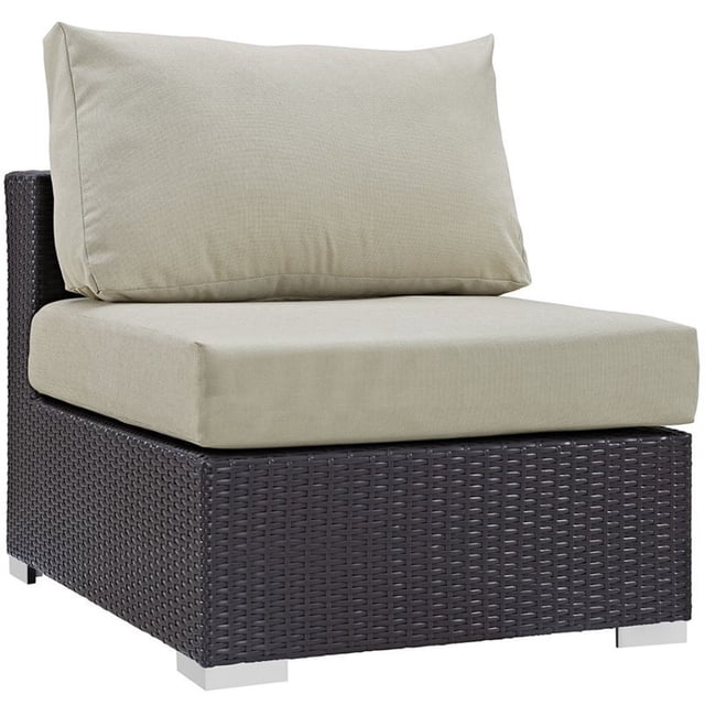 Modway Convene Aluminum and Rattan Patio Armless Chair in Espresso/Beige