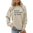 thumbnail image 2 of Easily Distracted By Books Sweatshirts for Women Long Sleeve Crewneck Book Lovers Reading Sweatshirt Pullover Tops, 2 of 5