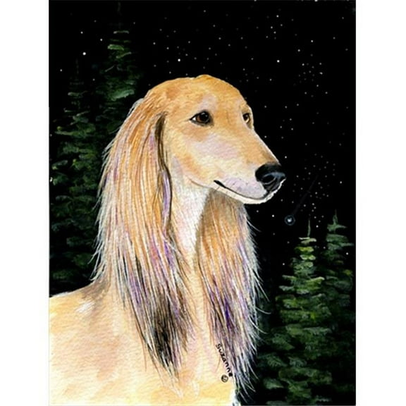 Starry Night Saluki Flag - Garden Size, 11 x 15 in.