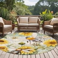 thumbnail image 5 of 7Ft Round Rug, Sunflower Bee Non-Skid Rubber Backing Large Area Rugs - Living Room Bedroom Home Office, Vintage Summer Botanical Farmhouse Indoor Floor Mat Carpets Washable Rug, 5 of 9