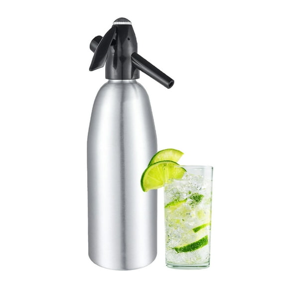 Soda Siphon 1L Home Soda Maker Sparkling Water Maker Seltzer Water Syphon for Fresh Soda Water Cocktails Hard Seltzers (Silver)