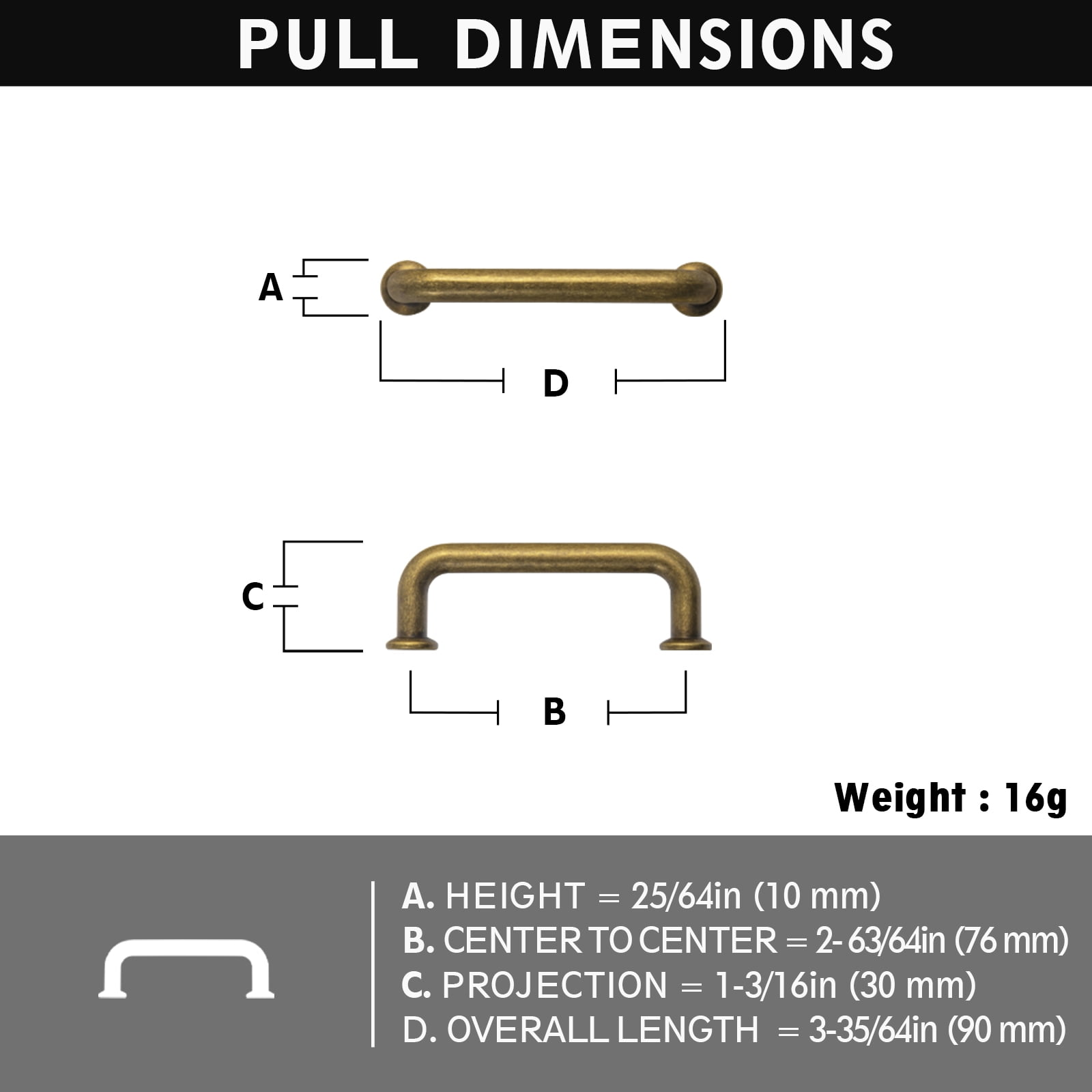 Goo-Ki 12 Pack 3''(76 MM) Hole Centers Antique Brass Cabinet Pulls, Luxury Zinc Alloy Cabinet Handles for Dresser,Drawer,and Cupboard