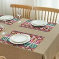 thumbnail image 3 of Earthy Boho Chic Vintage Flax Placemats Set of 4, 12x18 Inch Rustic Nordic Tribal Style Artistic Ethnic Patterns, Washable Style Table Mats for Dining Room, 3 of 6