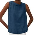 thumbnail image 5 of Eryao Holiday Deals Womens Plus Size Linen Tank Tops Round Neck Sleeveless Tees Summer Lightweight Vacation Beach Vest Shirts,Navy,XXXL, 5 of 8
