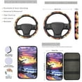 thumbnail image 3 of Yuyamidu Seaside Car Seat Cover Set Colorful Sunset Steering Wheel Cover Seat Belt Strap Cover Auto Center Console Pad Cover Lip Balm Holder Keychain Coasters, 13 PCS Set, 3 of 6