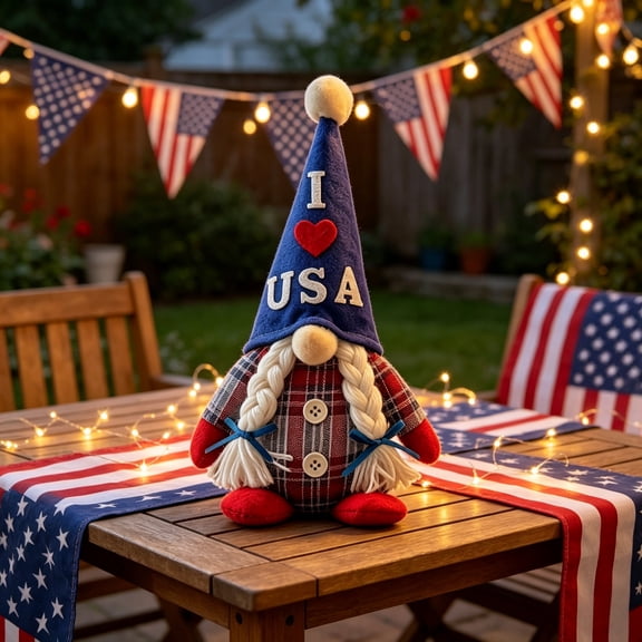 Cififendec 4th of July Plush Gnome, 10.23"×3.54", Patriotic USA Themed Stuffed Figurine, Holiday Must-Have for Independence Day Decor