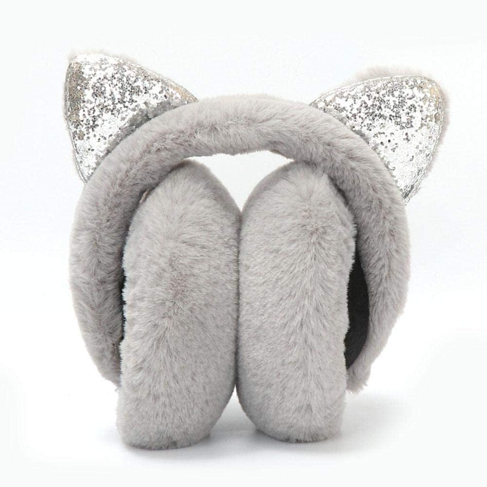 Foldable Earmuffs, Cat Ear Design Winter Ear Muffs, Outdoor Ear Warmers