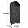 thumbnail image 2 of TROPOW 73 in Tall Arched Cabinet with Glass Doors & 2 Storage Drawers, Modern Display Cabinet with 2 Adjustable Shelves, Kitchen Pantry Storage Cabinet for Living Dinning Room, Black, 2 of 7