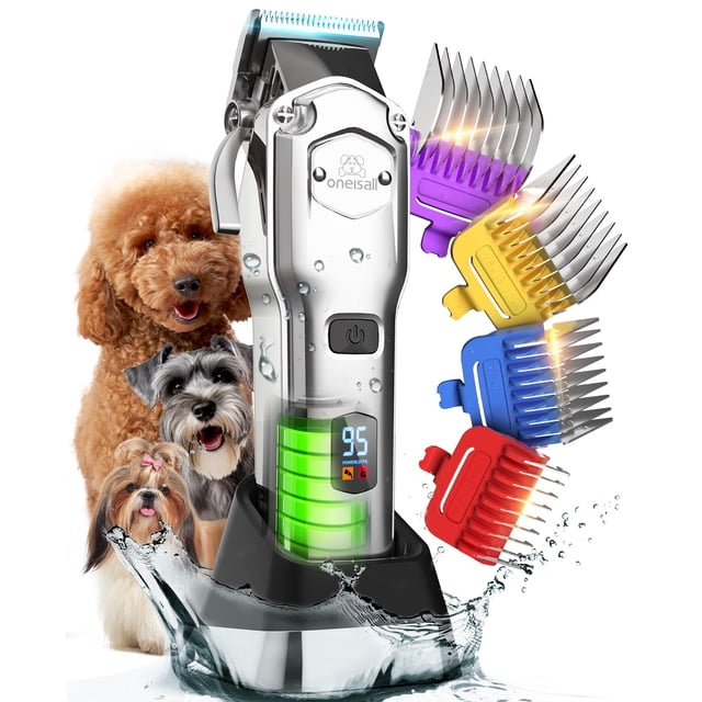 oneisall Pet Clippers for Grooming Professional,Cordless/Rechargeable Dog Grooming Kit with Detachable Metal Combs, Low Noise Heavy-Duty Dog Clippers