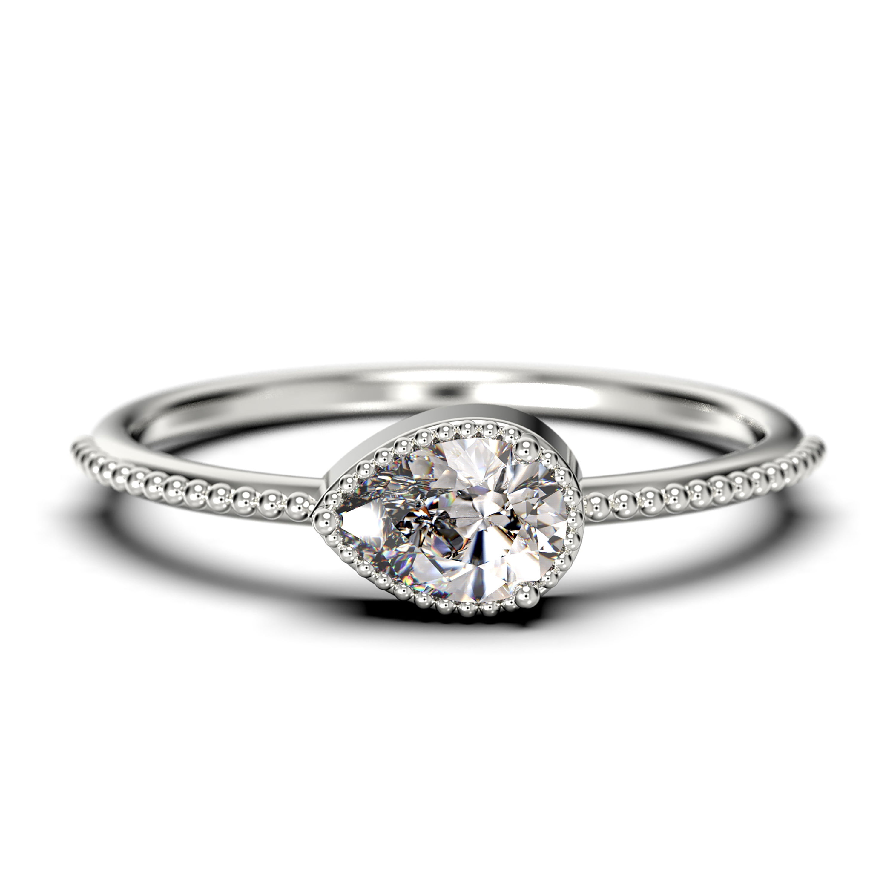 Near White Princess Cut Moissanite Engagement Wedding Ring 925 Silver 1.10 CT 