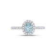 thumbnail image 2 of FB Jewels 10kt White Gold Womens Oval Aquamarine Diamond-accent Solitaire Ring 1/5 Cttw, 2 of 4