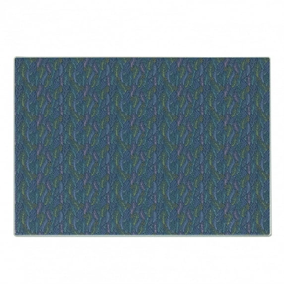 Botanical Cutting Board, Colorful Outline with Abstract Summer Herbs Pattern, Decorative Tempered Glass Cutting and Serving Board, in 3 Sizes, by Ambesonne