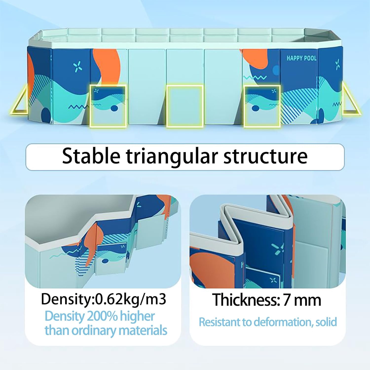 BEJOLO 2.6M Foldable Above Ground Swimming Pool for Family, Kids & Adults - Outdoor Garden Inflatable Pool(Maldives Blue)