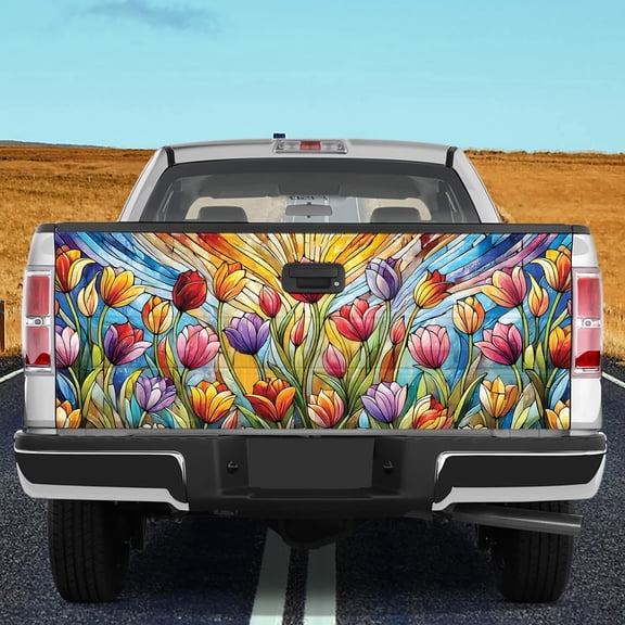 Lotusprinthandmade America Flag Chicken Tailgate Wrap 2 Sizes (24"x58"), patriotic chicken truck tailgate wrap, us flag chicken tailgate decal