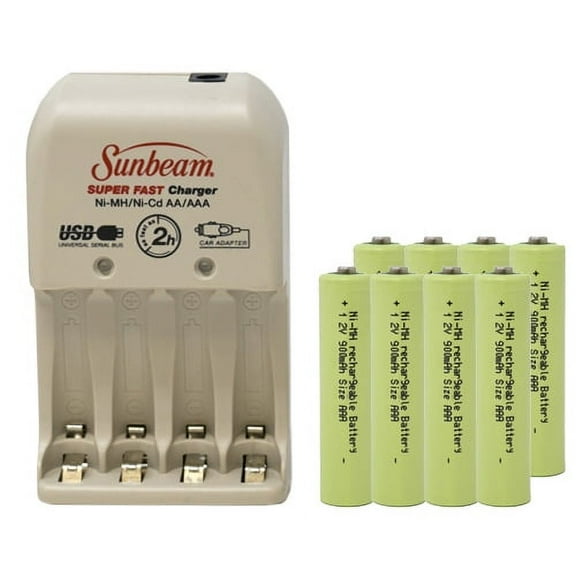 Sunbeam AA / AAA Battery Charger   8 AAA NiMH Batteries (900 mAh)