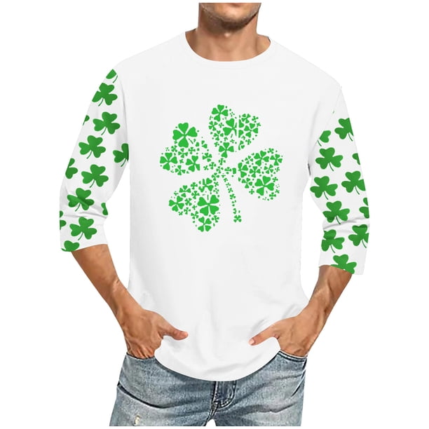 Amzcrzy Sudadera Para Hombre, Moda Para Hombre, Estampado, Cuello Redondo, Informal, Manga 3/4, Blusas, Camisas, Tiempo Libre, Tops, Blanco, M