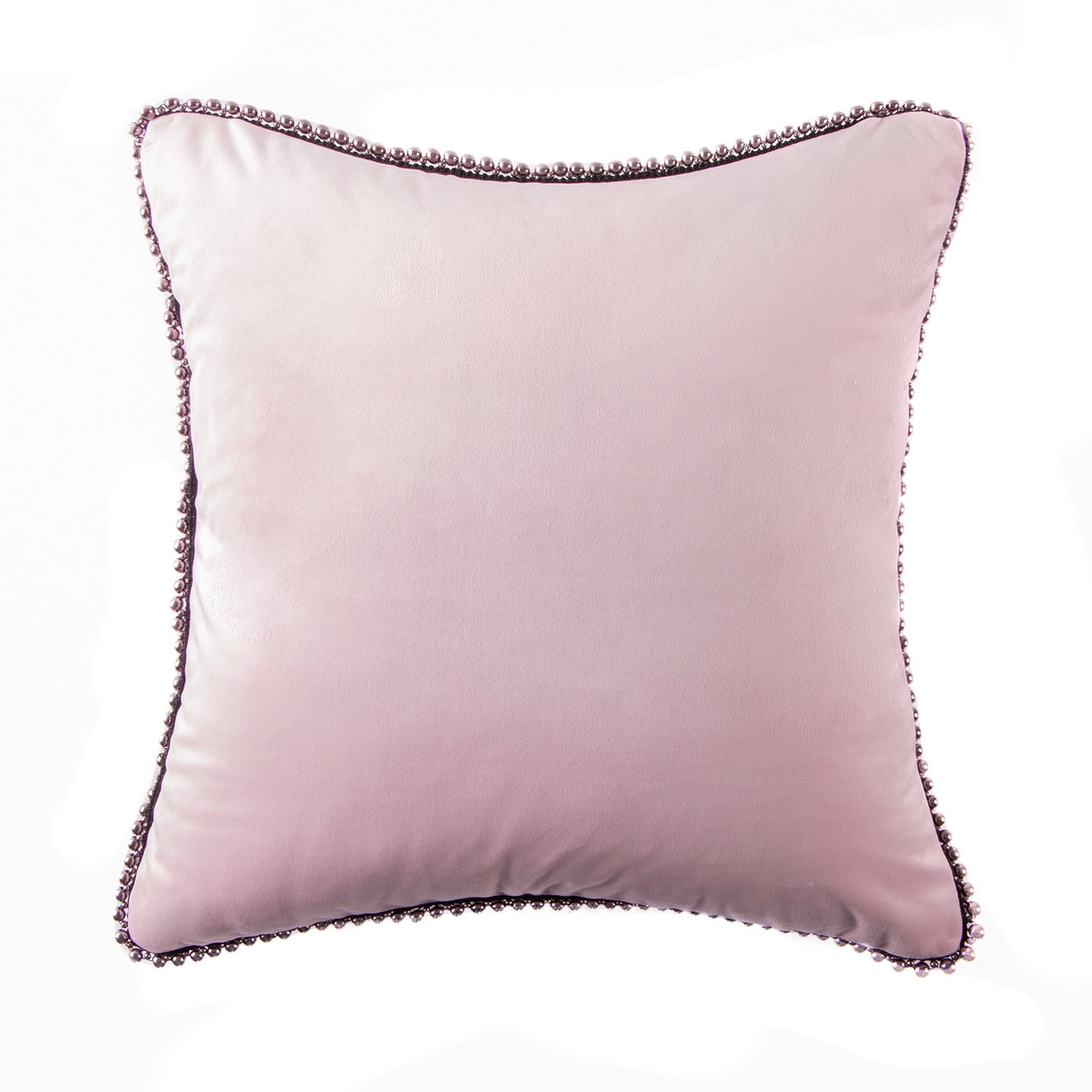 Phantoscope Particles Trimmed Soft Velvet Throw Pillow, 18" x 18", Light Pink with Silver Particles, 1 Pack