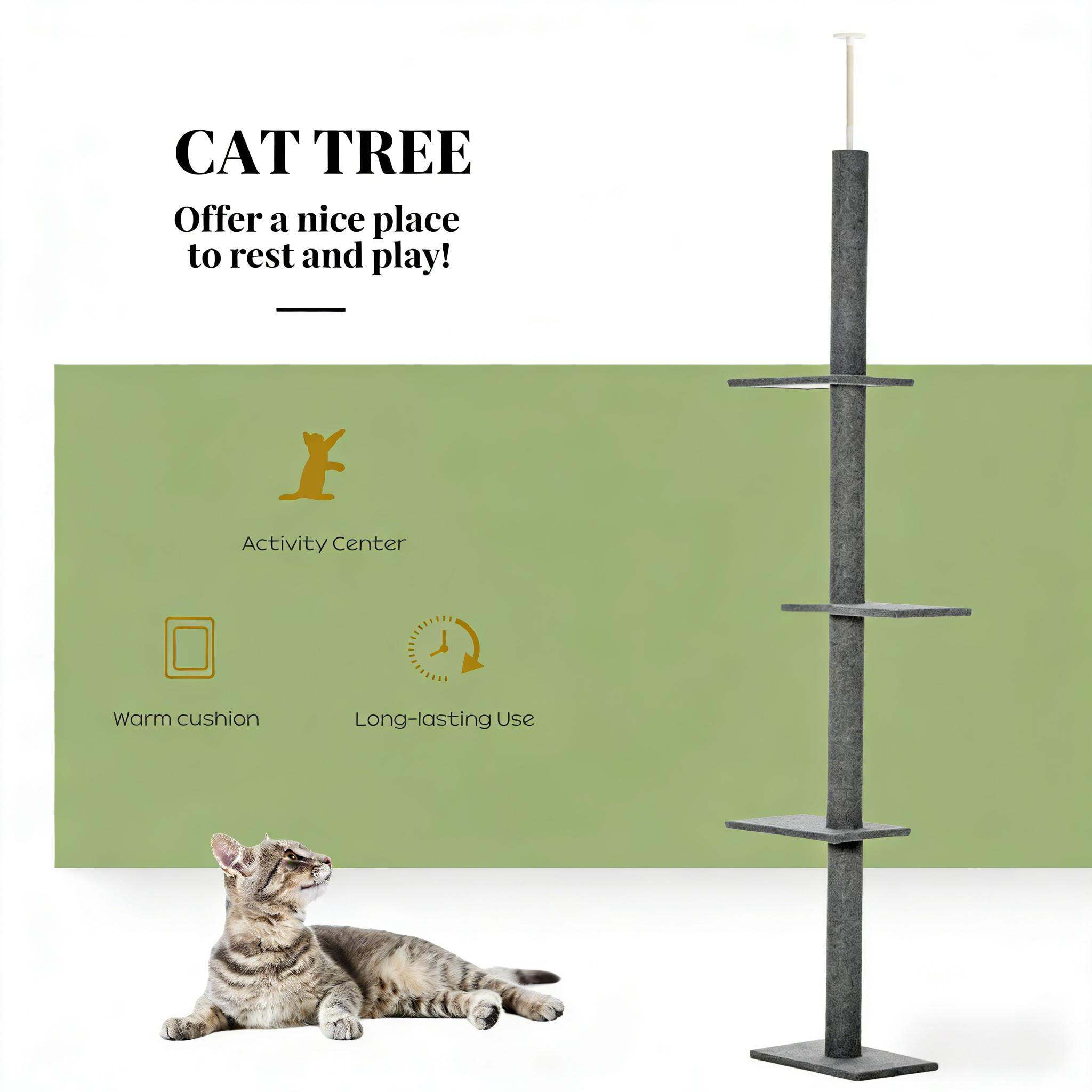Cat Condo, Tall Cat Tree,Cat Tree Activity Center, Grey Cat Tree,Particle Board Cat Tower, Pet Supplies Trees & Condos