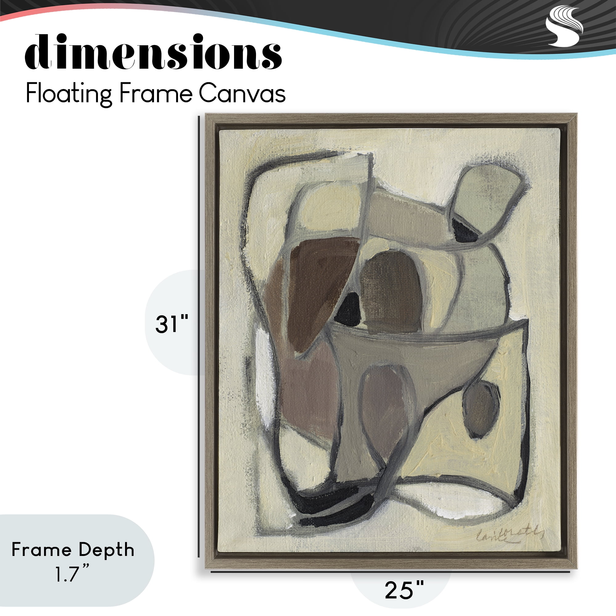 Stupell Industries Rustic Curved Shapes Abstract Brown Framed Floater Canvas Wall Art, design by Lanie Loreth