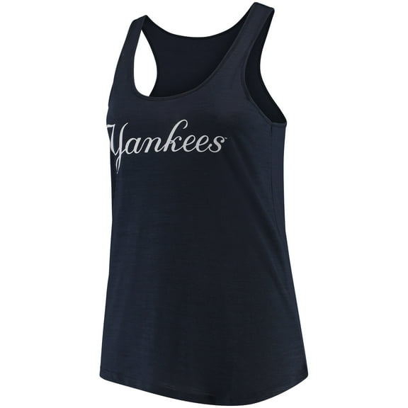 Women's Soft as a Grape Navy New York Yankees Plus Size Swing for the Fences Racerback Tank Top