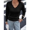thumbnail image 3 of BTFBM Fall Long Sleeve Sweaters for Women | V Neck,Drop Shoulders,Scallop Edges,Lightweight Knit Sweaters Top,Daily Wear,Holiday,Christmas,Winter Clothing, 3 of 9