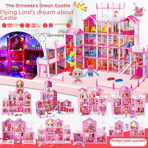 Magical Princess Castle Villa: 472-Piece DIY Building Set for Girls with Light-Up Feature, Interactive Pretend Play, Educational & Safe Plastic/Rubber Material, Ideal Birthday Gift for Kids Under 6 -