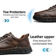 thumbnail image 3 of Mens Casual Leather Shoes Fashion Comfortable Lightweight Breathable Lace Up Loafers Walking Driving Business Working Shoes Brown 11 US, 3 of 7