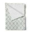 thumbnail image 2 of Floral Soft Flannel Fleece Throw Blanket, Minimalistic Design of Mosaic Motifs Inspired Flowers in Muted Tones Pattern, Cozy Plush for Indoor and Outdoor Use, 50" x 70", White Pale Grey, by Ambesonne, 2 of 5